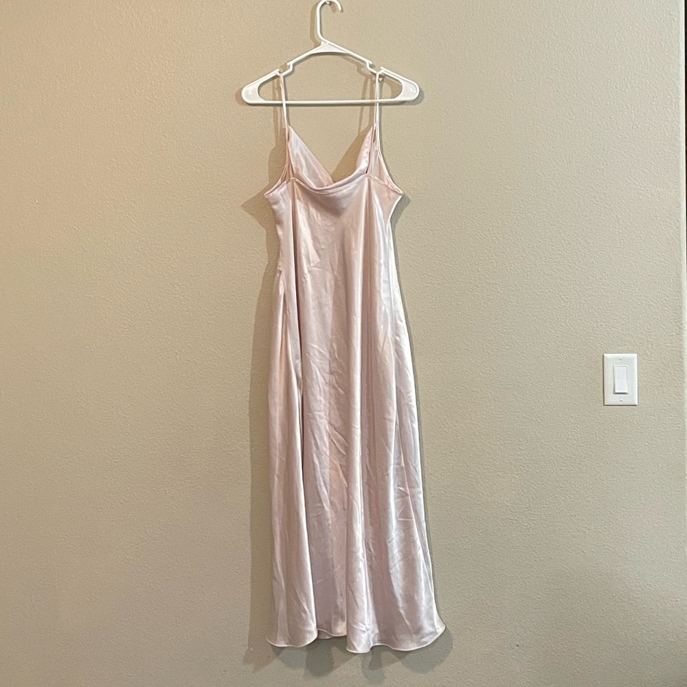 Slip Dress Nightgown - Light Pink Satin Cowl Neck - Picture 2 of 5